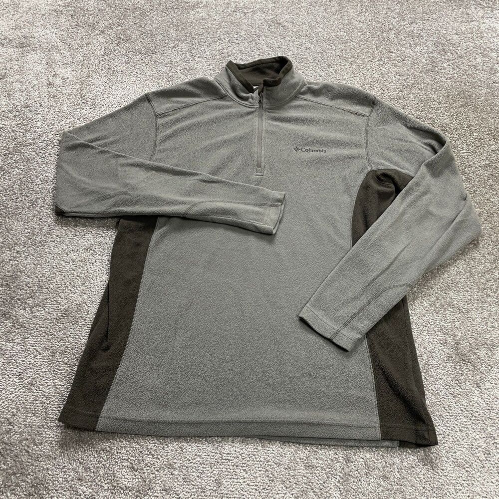 Columbia Sweatshirt Mens Medium Gray High Neck 1/4 Zip Fleece Pullover Outdoor